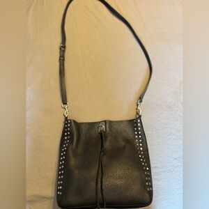 Rebecca Minkoff Darren Black Pebbled Leather Studded “Feed Bag” Crossbody